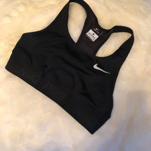 Nike Dri Fit Black Mesh Bra with Band Logo